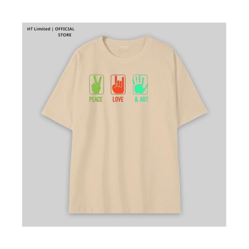 Áo thun thiết kế Unisex họa tiết peace love art basic local brand, Cotton Cao Cấp 100%