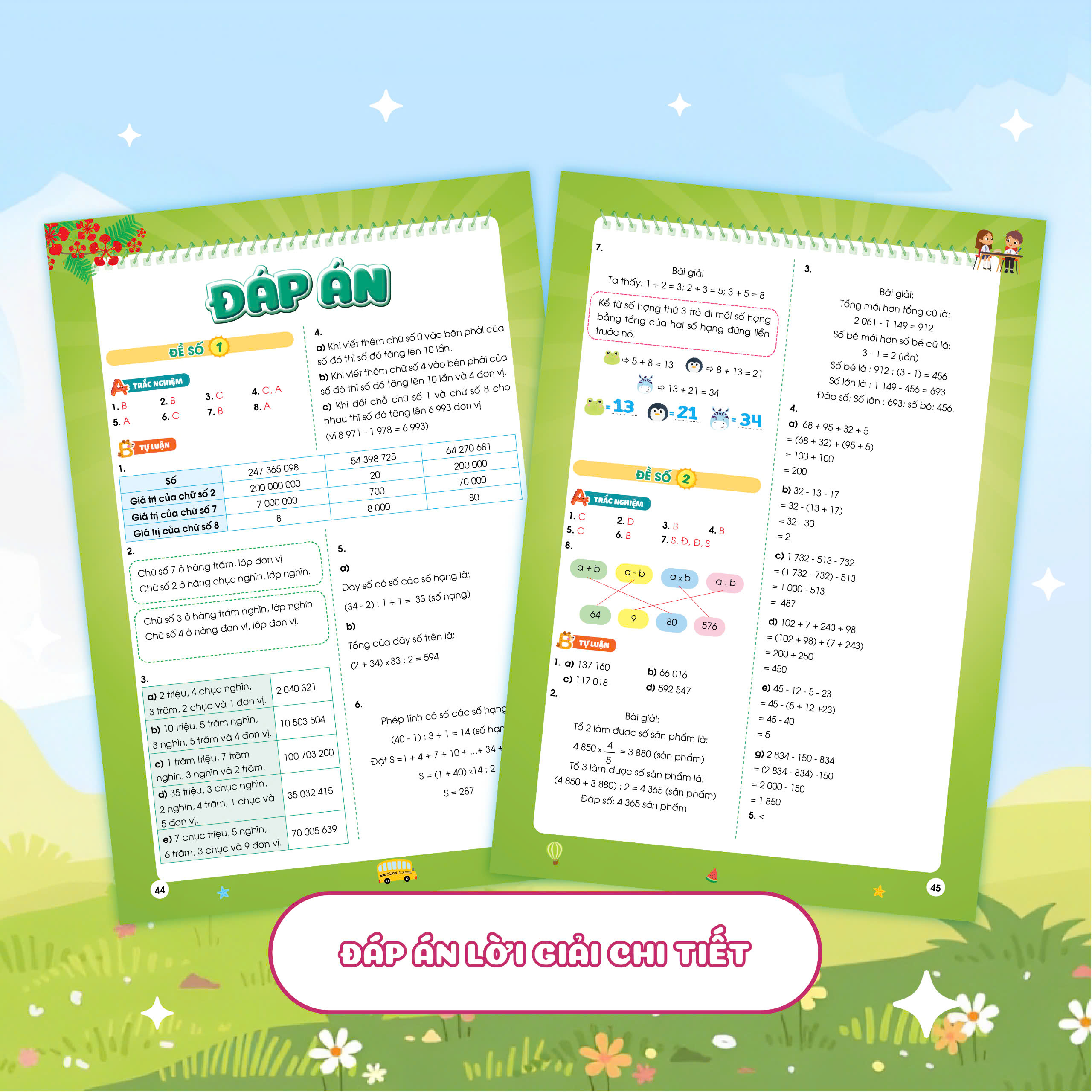 Phiếu ôn hè Toán lớp 4