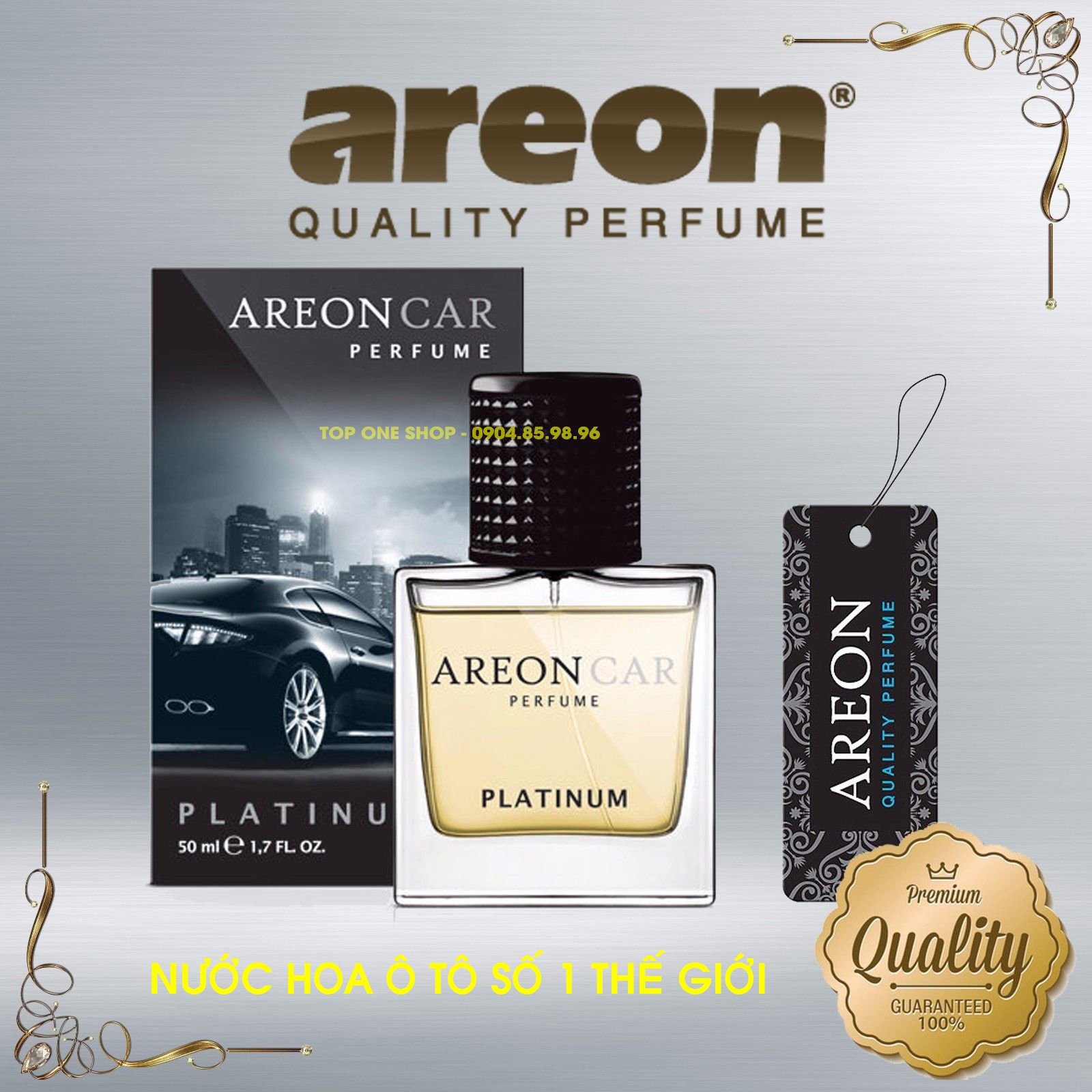 Nước hoa ô tô cao cấp AREON Car Platinum Perfume 50ml - NHẬP KHẨU BULGARIA