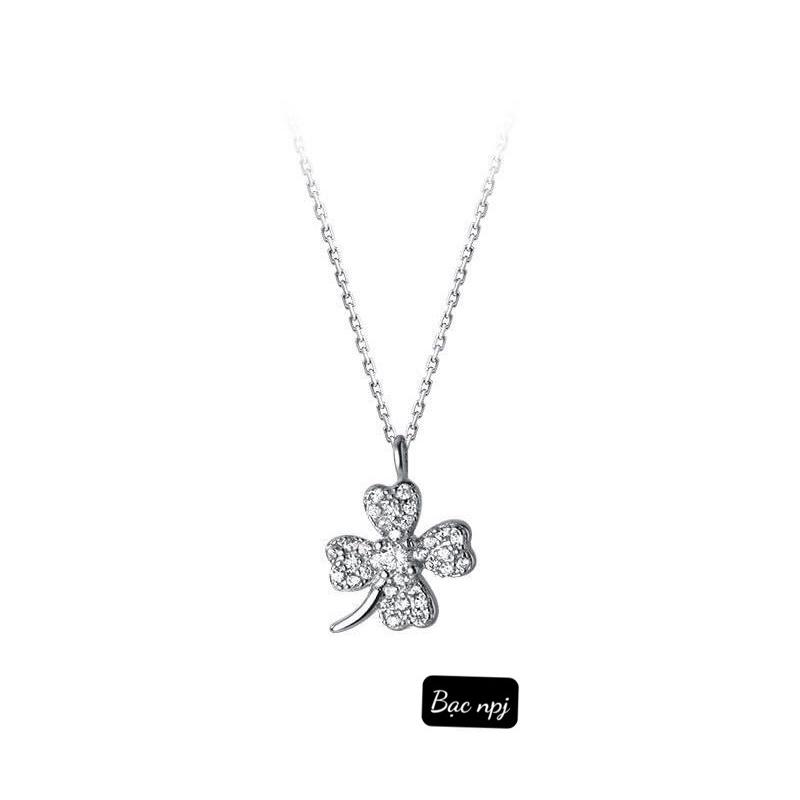 Dây chuyền cỏ 4 lá ️ Siêu Hot️ Bạc Ta, Vòng cổ mặt cỏ 4 lá - Bạc Npj