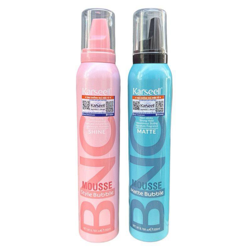 MOUSSE BỌT GIỮ NẾP MẠNH TÓC UỐN XOĂN KARSEELL BNC MATTE BUBBLE XANH 200ML