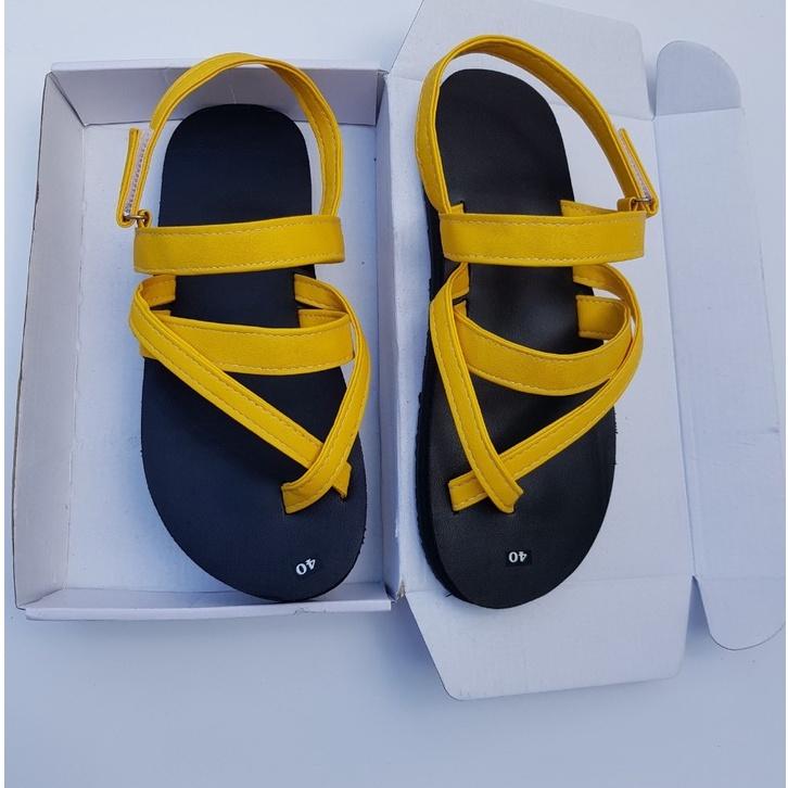 sandal đồng nai dép quai hậu nam nữ ( đế đen quai vàng ) size từ 34 nữ đến 42 nam