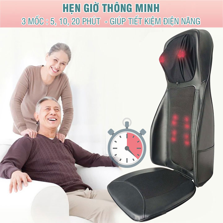 Ghế massage lưng, cổ, mông xoa bóp day ấn rung, nhiệt hồng ngoại Nikio NK-180 - Màu đỏ