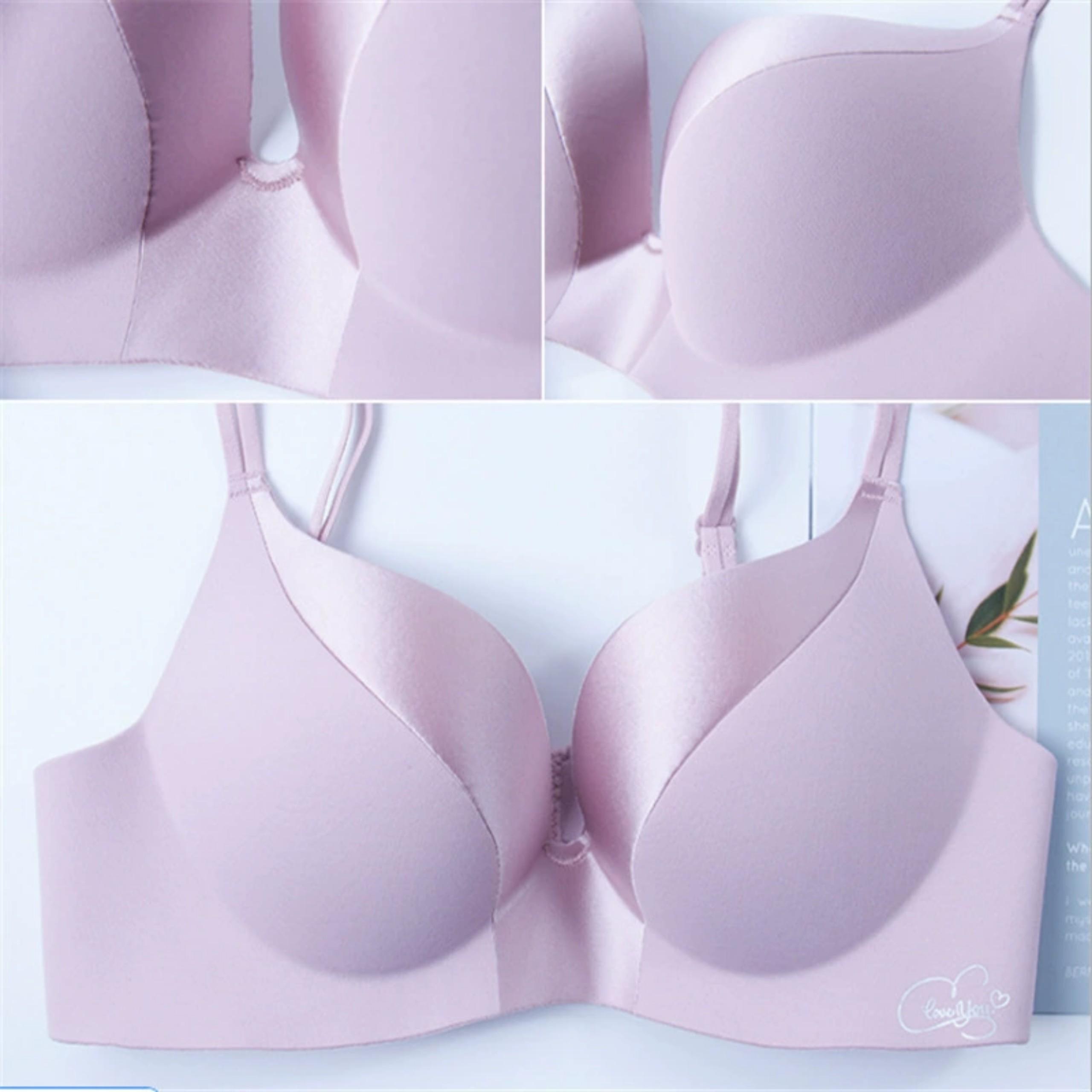 Áo lót su phối lụa push up caocấp, Không gọng, có đệm nâng ngực, áo ngực nữ sang trọng và quyếnrũ Bra Top - Đỏ