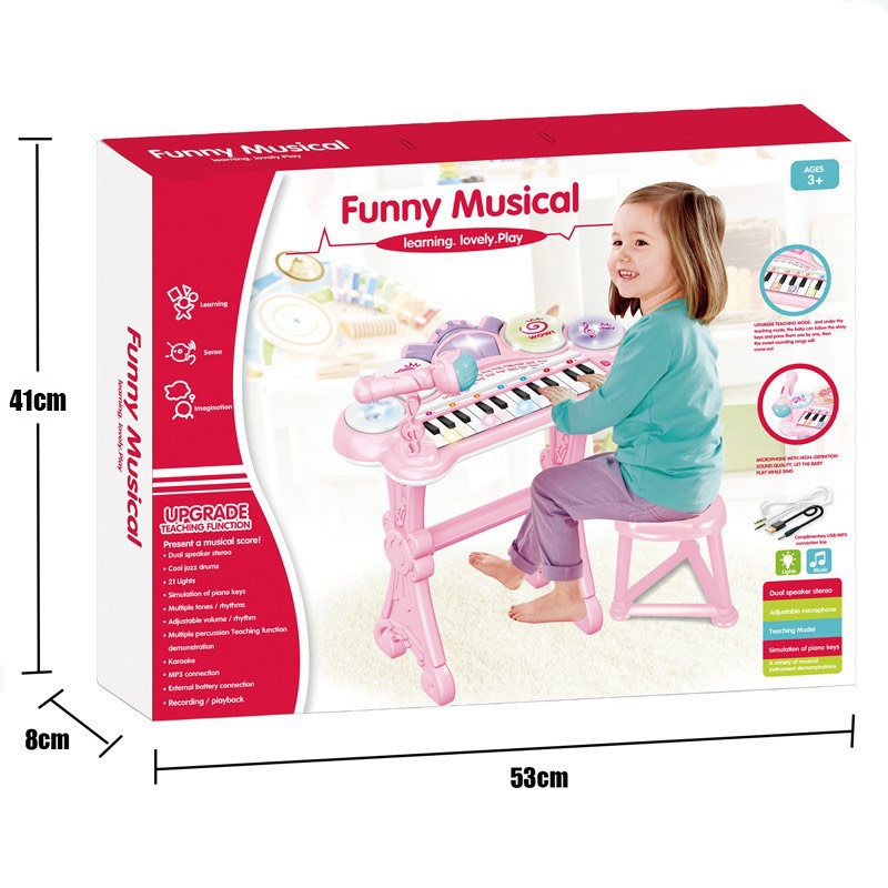 Đồ chơi bộ Đàn piano 2 màu hát được cho bé - Hộp quà tặng hấp dẫn