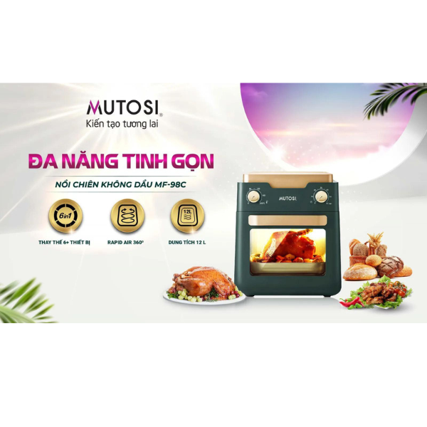 Nồi chiên không dầu Mutosi MF-98C dung tích 12L - Công nghệ nhật bản - Hàng chính hãng