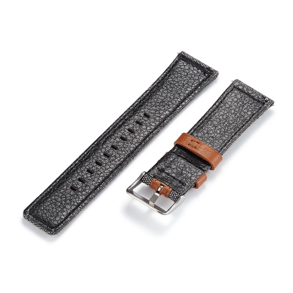 Dây đeo đồng hồ bằng da thật và vải bố dành cho Huami Amazfit GTR 47mm GTR2 GTR 2e GTR 3 pro
