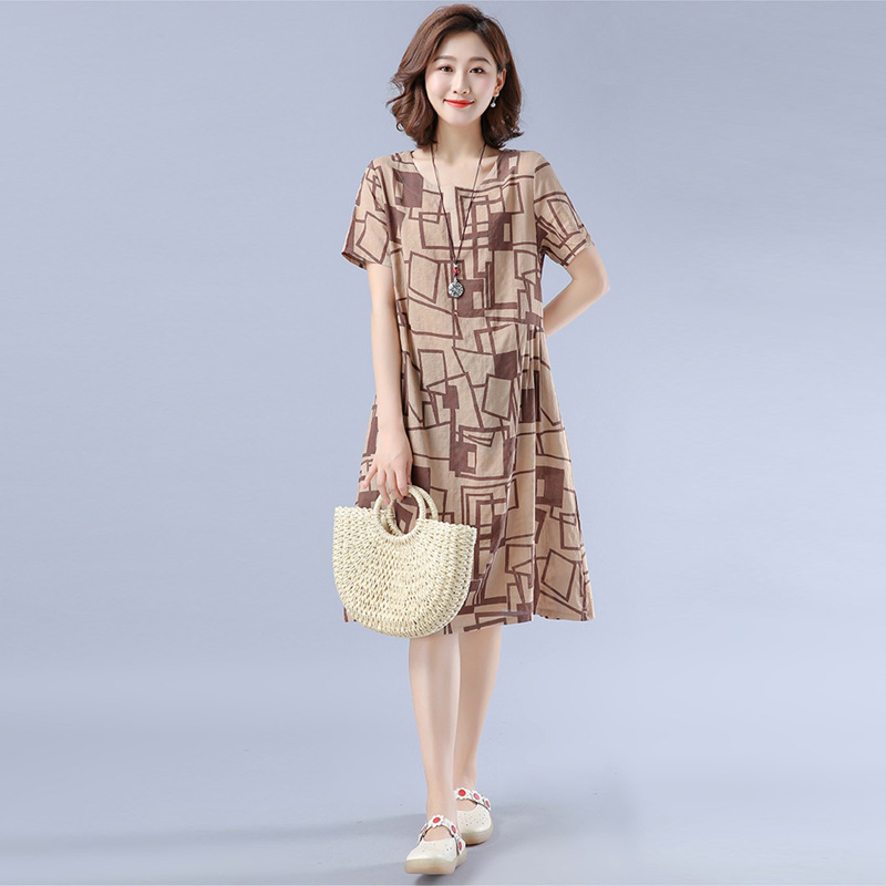 Đầm suông linen tay ngắn cổ tròn phối màu trẻ trung, Đầm nữ mặc nhà, dạo phố Haint Boutique Da167