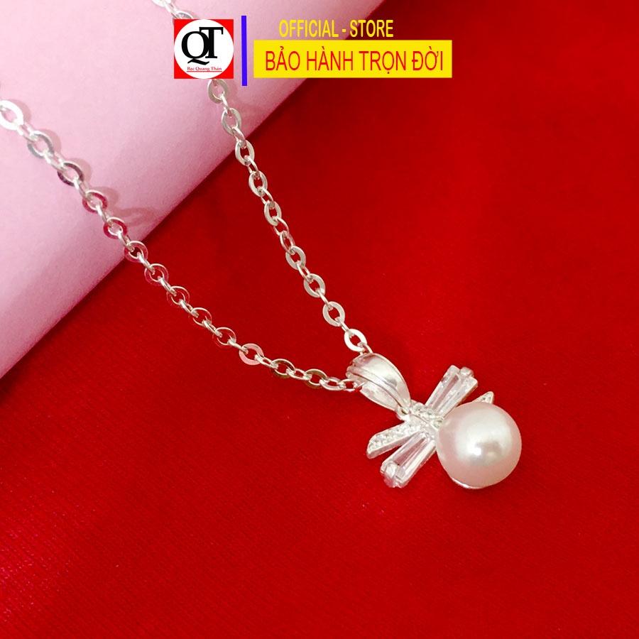 Dây chuyền nữ bạc 925 mặt dây gắn ngọc size 6ly cao cấp phong cách thời trang trang sức Bạc Quang Thản - QTBTS16