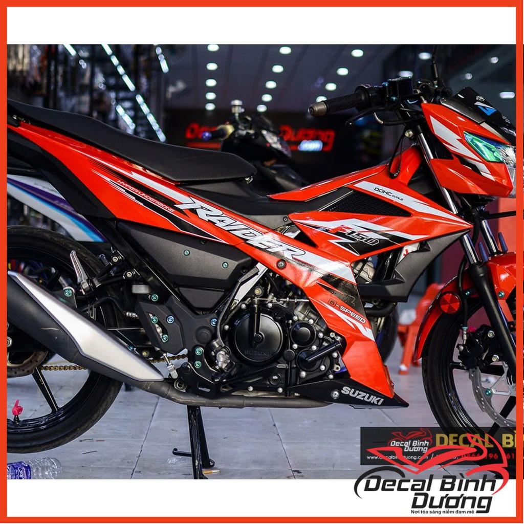 Decal Xe Máy - Tem Trùm Dành Cho Satria, Raider Đỏ Trắng Đen Thể Thao