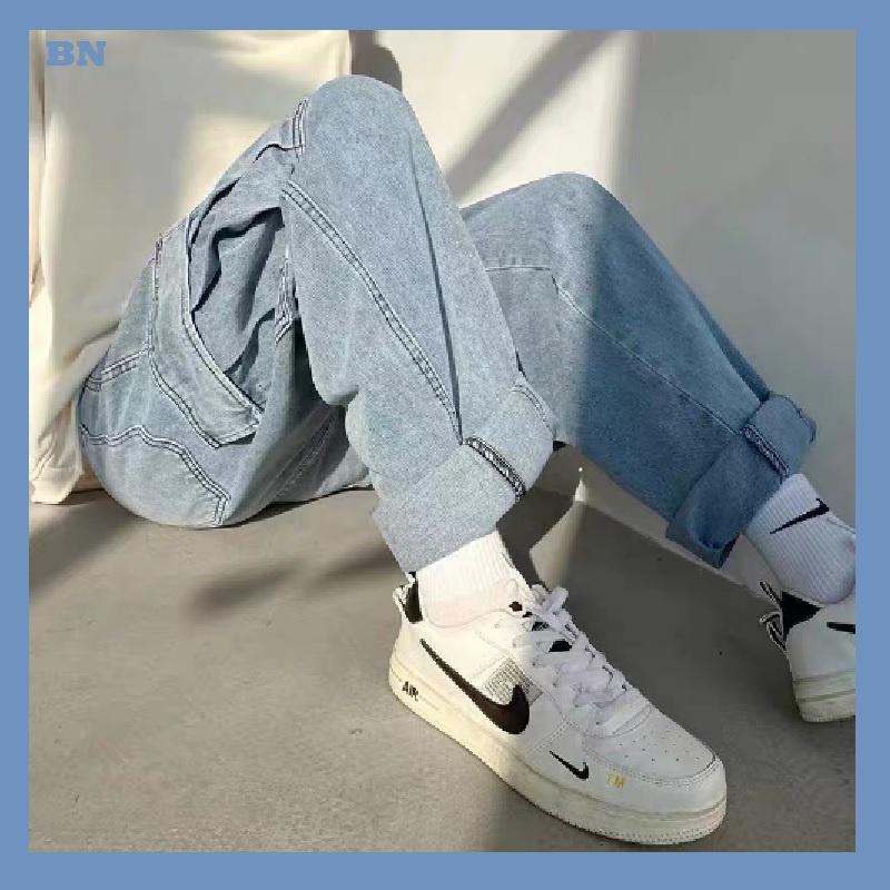 Quần JEAN baggy nam nữ unisex TÚI HỘP màu XANH - XÁM Nam nữ unisex Quần baggy ống rộng NBJ001