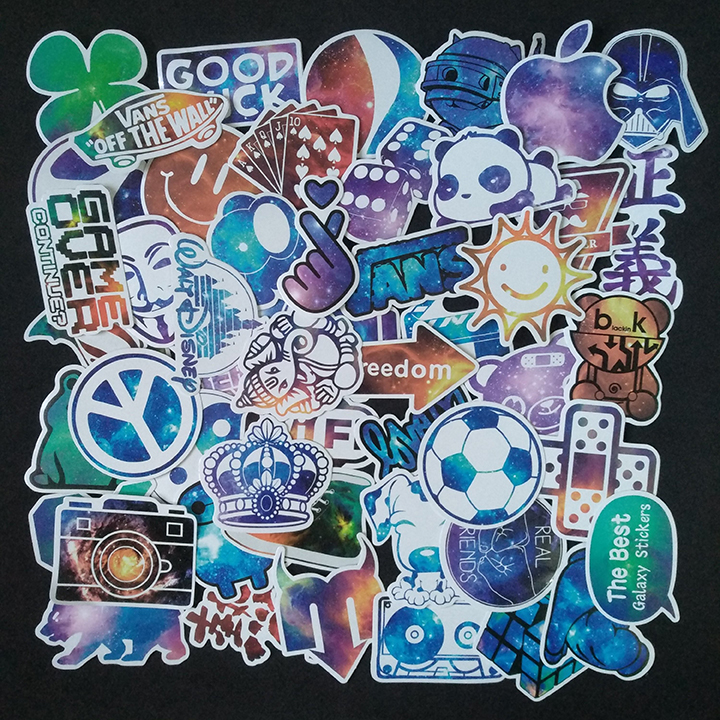 Bộ Sticker dán cao cấp chủ đề MÀU TÍM GALAXY - Dùng dán Xe, dán mũ bảo hiểm, dán Laptop