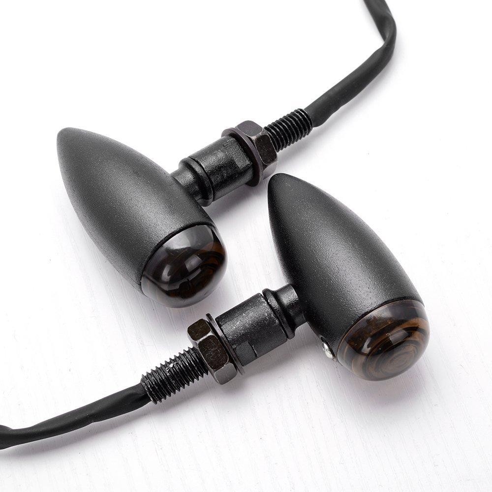 Motorcycle  Turn Signal Lights Blinkers for Harley Chopper Cruiser Black