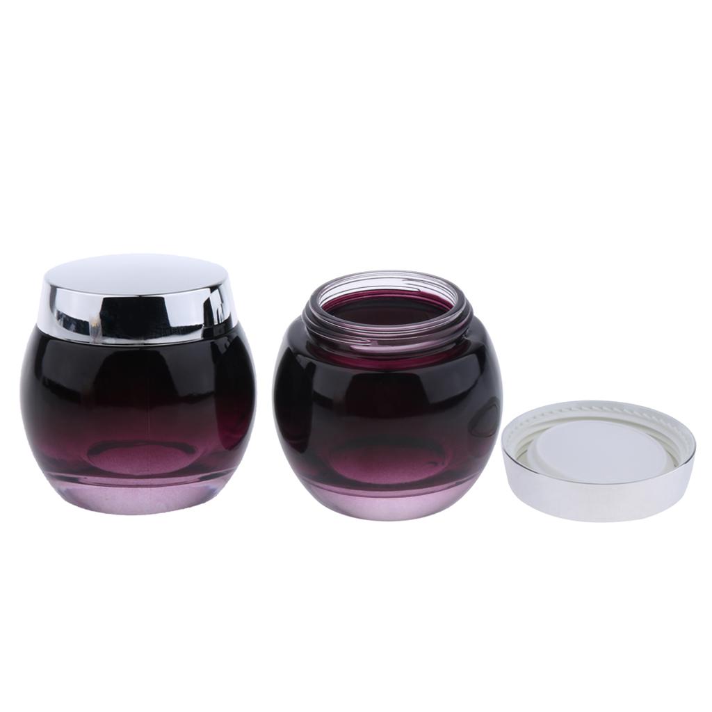 2Pcs 120g Glass Mask Jar Cream Containers Cosmetic Empty Can Sample Bottle - Purple Gradient Bottle Body - Refillable/Reusable