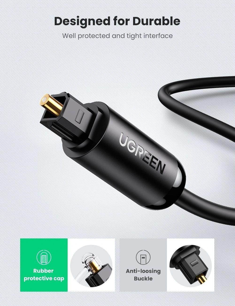 Ugreen UG70892AV122TK 2M Toslink Optical Male To Male Audio Cable - HÀNG CHÍNH HÃNG