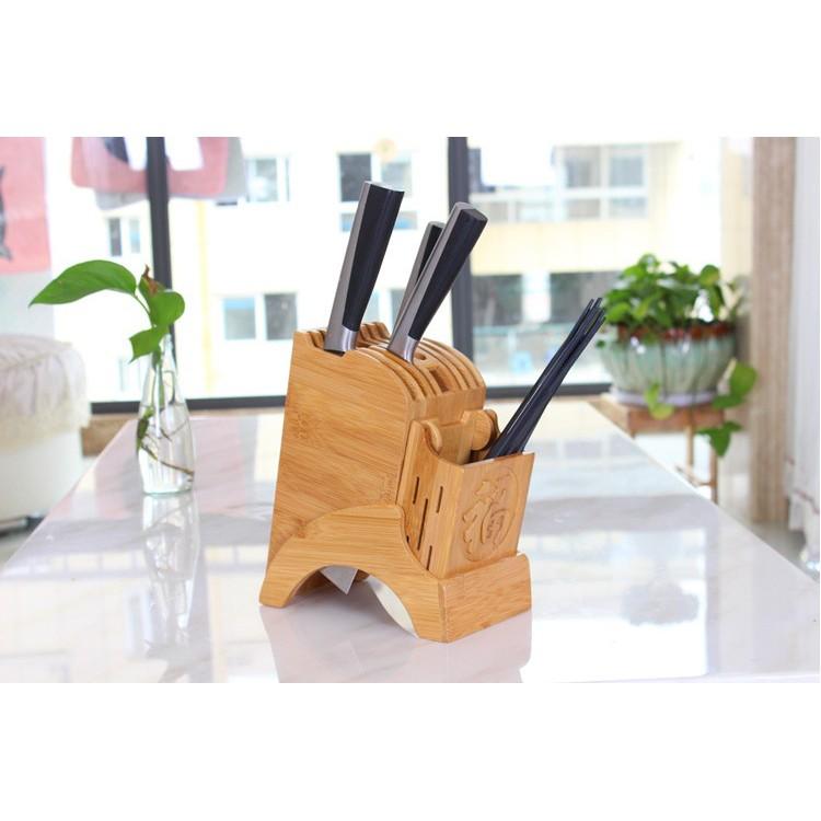 ️ Khay Kệ Đựng Dao Bằng Gỗ Tre Thiết Kế Mặt Phẳng, Hình Chữ Nhật Hiện Đại