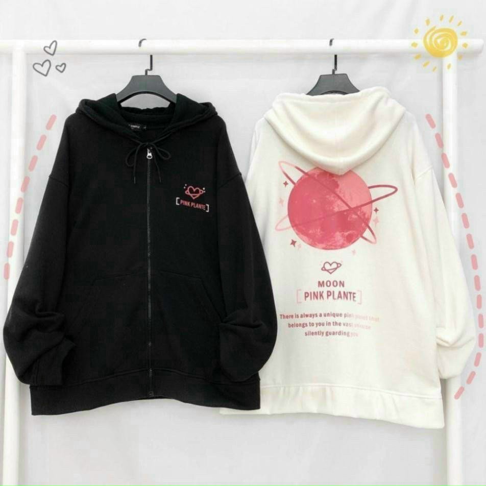 [VIDEO ẢNH THẬT ] Áo Khoác MOON PINK PLANTE Vải Nỉ Ngoại Thi Đông Cao Cấp - Kiểu Hoodie Có Khóa Kéo - THIÊN HÀ SHOP