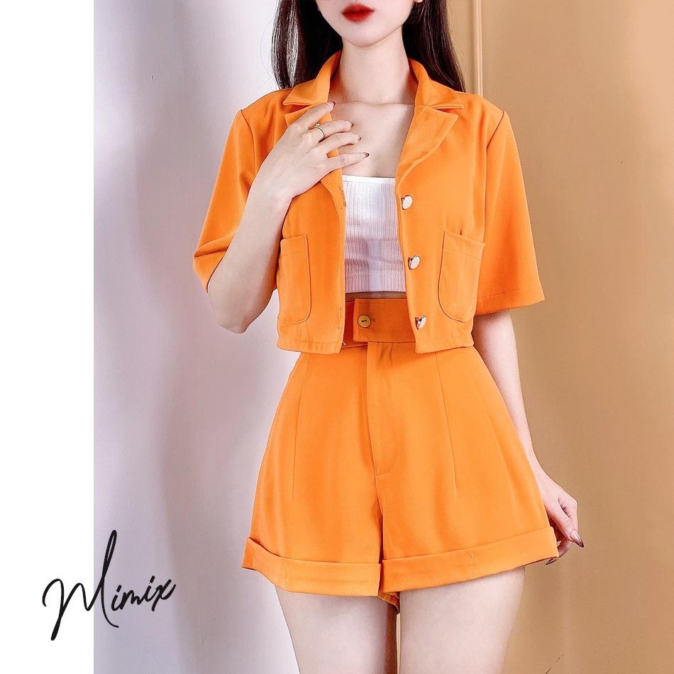 Set bộ rời áo vest có túi kèm quần short trơn MIMIX CC1210