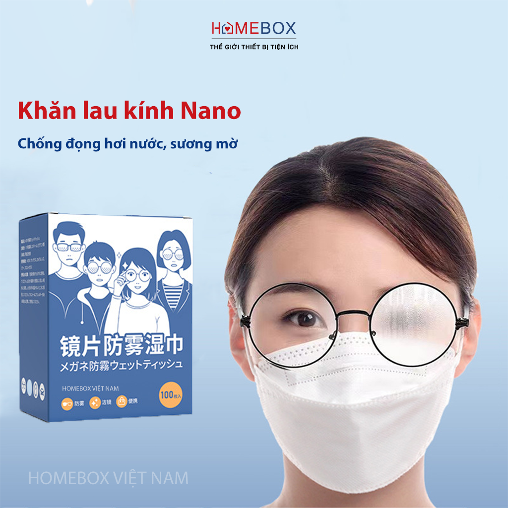 [Hộp 100 Miếng] Khăn lau kính Nano JYoohome miếng khăn giấy chống bám hơi nước, giấy lau kính chống mờ sương, mồ hôi, chống nhờn - Hàng Nhập Khẩu