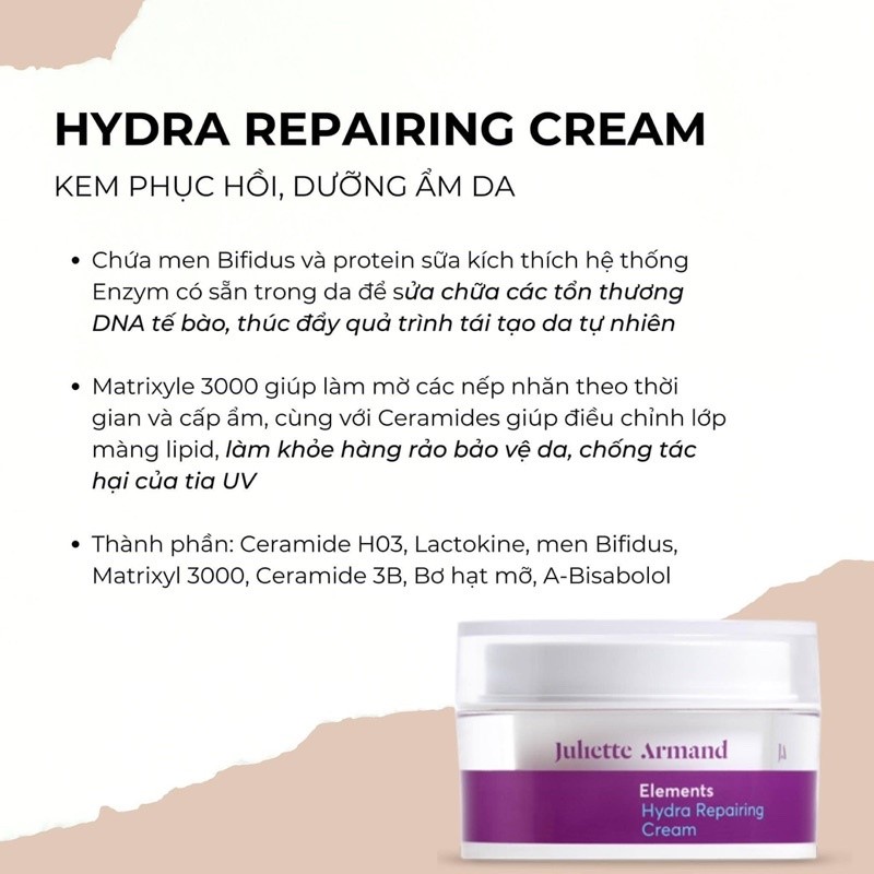 Kem dưỡng ẩm làm dịu cho da nhạy cảm kích ứng Juliette Armand Hydra Calming Cream 50ml