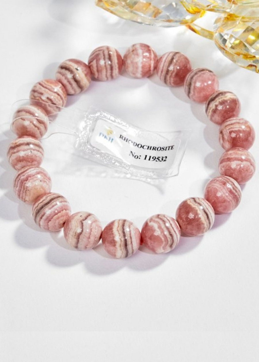 Gembank Vòng Đá Đào Hoa Rhodochrosite 10MM Kèm Giấy Kiểm Định