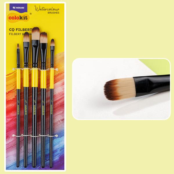 Bộ 5 Cọ Vẽ Màu Nước Đầu Filbert - Colokit BRW-C005
