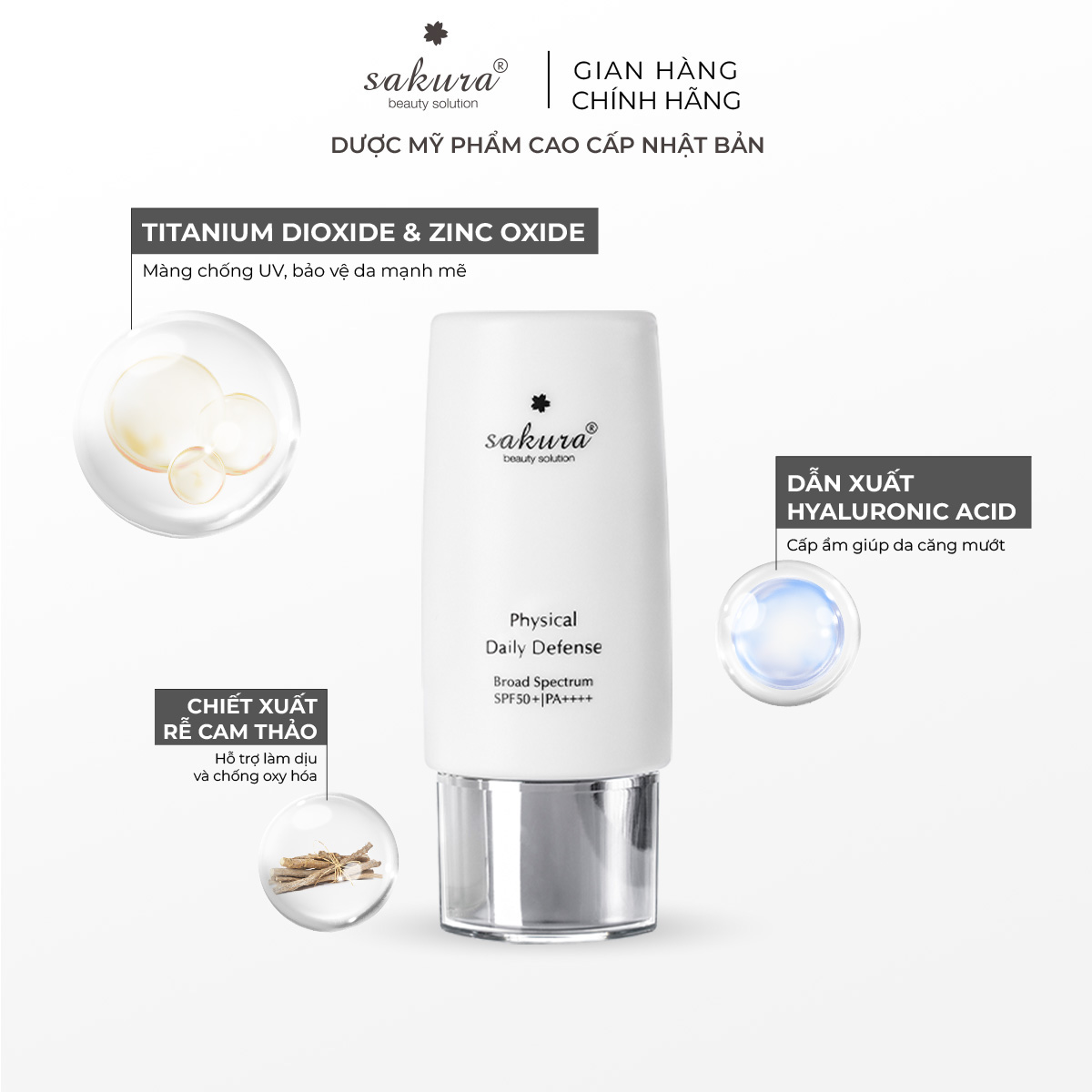 Kem Chống Nắng Sakura Physical Daily Defense SPF 50+ PA ++++ (60g)