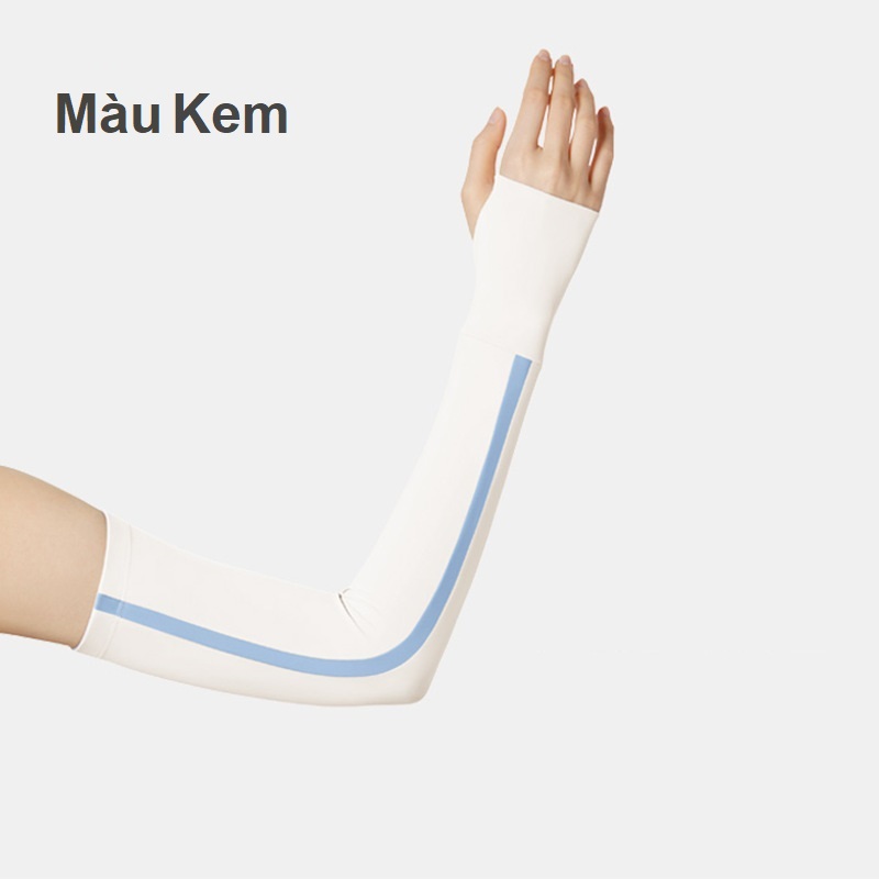 Găng tay xỏ ngón lụa băng Hatsu chống nắng và ngăn tia UV 100% - phối 2 màu thời trang - Dòng -5 độ cao cấp - Hàng chính hãng