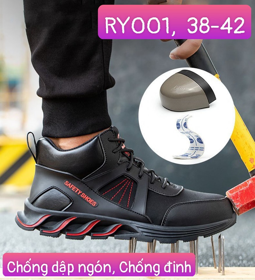 Giày Bảo Hộ Lao Động Thể Thao RY001 Siêu Nhẹ, Chống Va Đập Mạnh, Chống đinh, Đế Giày Cách Điện Tiêu Chuẩn, Nhập Khẩu Trung Quốc, Tặng Kèm Vớ