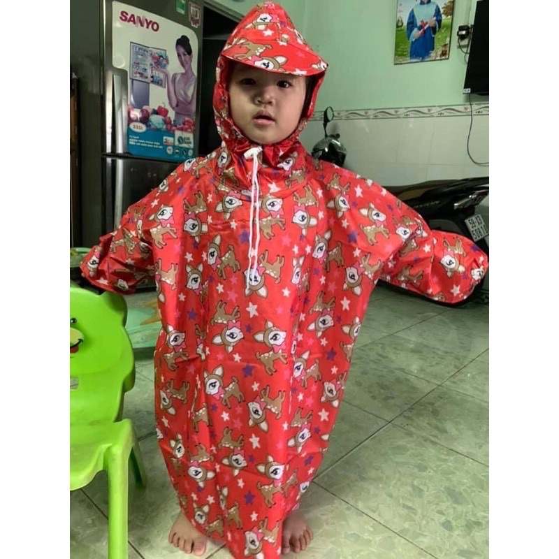 Áo mưa bít ( trùm kín ) cho trẻ em ,vải dù , chống thấm nước ,cho bé trai và bé gái từ 1- 4 tuổi , nhiều màu sắc cho các bé