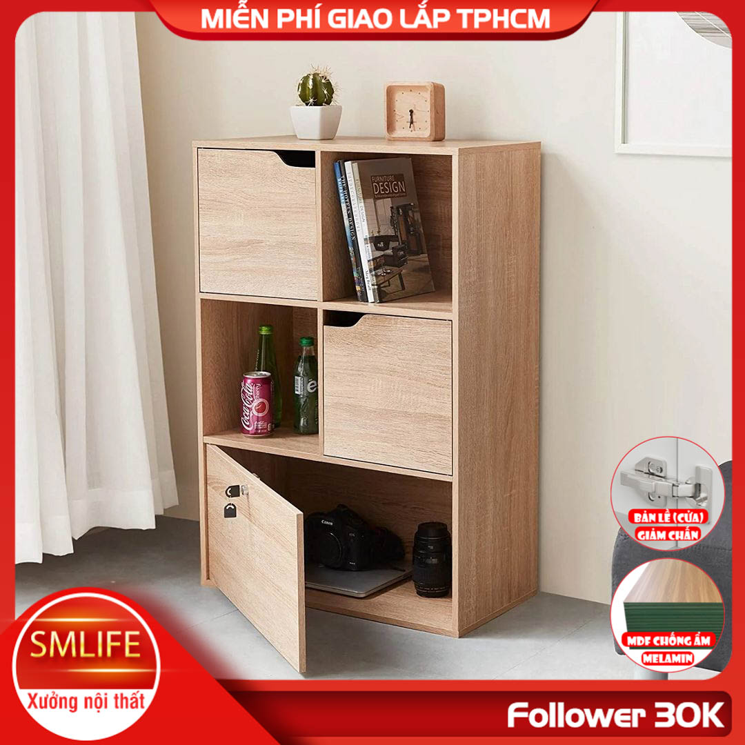 Kệ sách bằng gỗ đẹp trang trí gia đình SMLIFE Benbecula