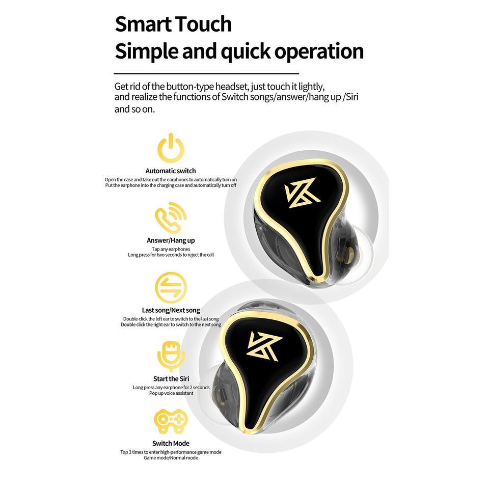 Tai nghe nhét tai KZ SK10 PRO bluetooth 5.2 không dây giảm tiếng ồn TWS QCC3040 APTX HiFi chơi game thể thao Z1 PRO SKS