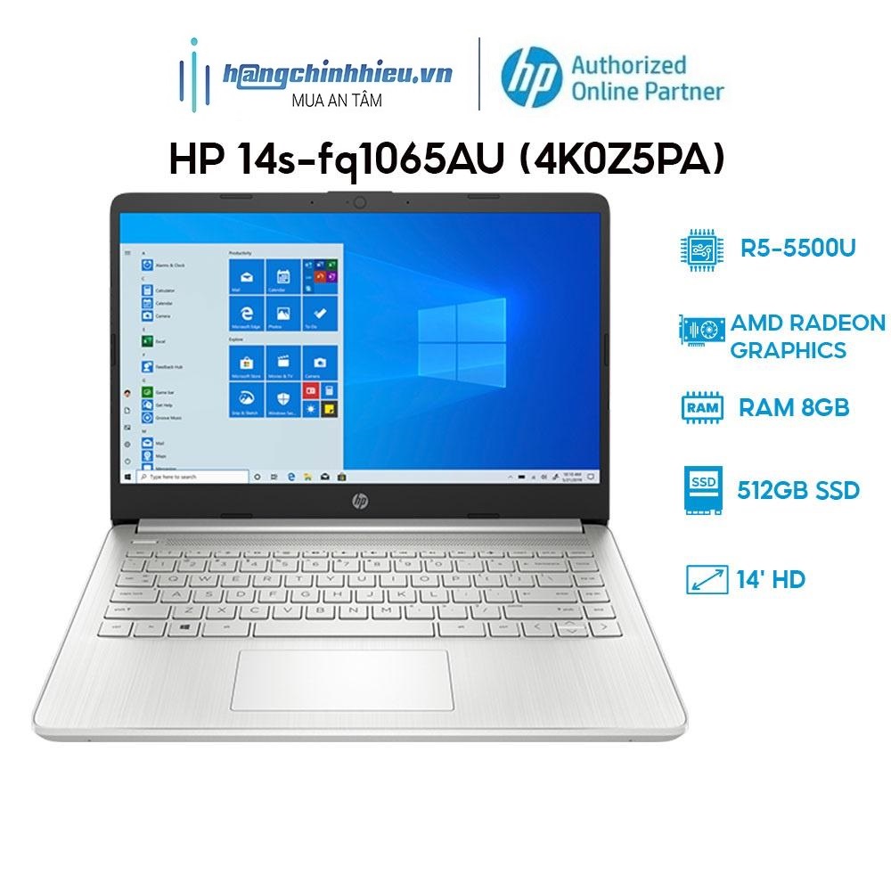 Laptop HP 14s-fq1065AU 4K0Z5PA (R5-5500U 8GB 512GB AMD Radeon Graphics 14' HD Win 11) Hàng chính hãng