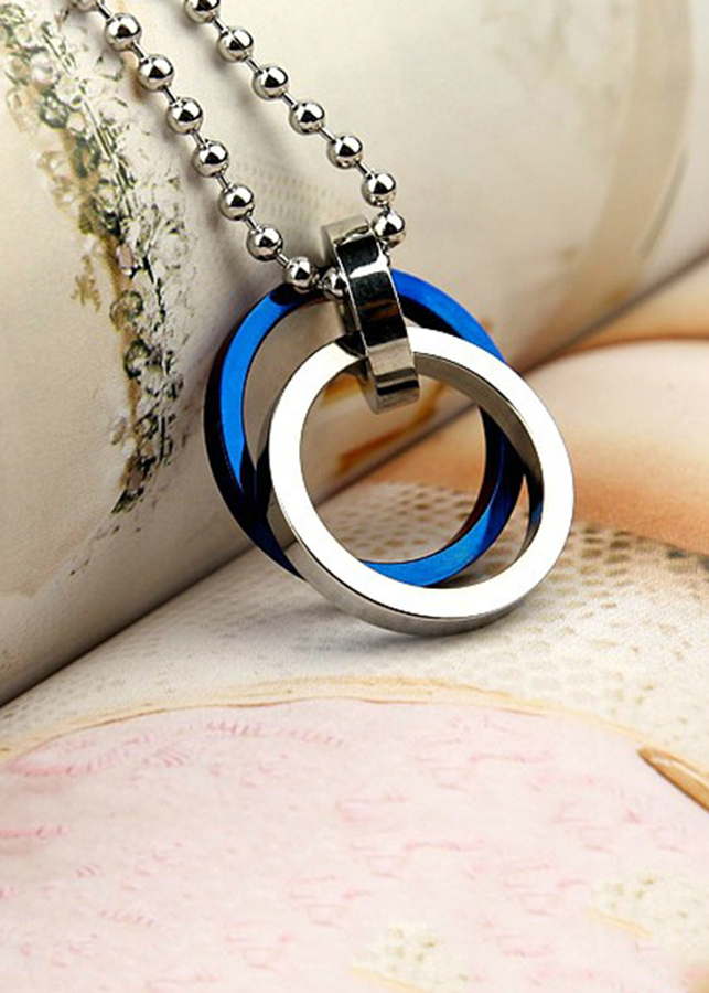 Mặt dây chuyền 3 vòng MDC346 (Màu bạc, xanh)