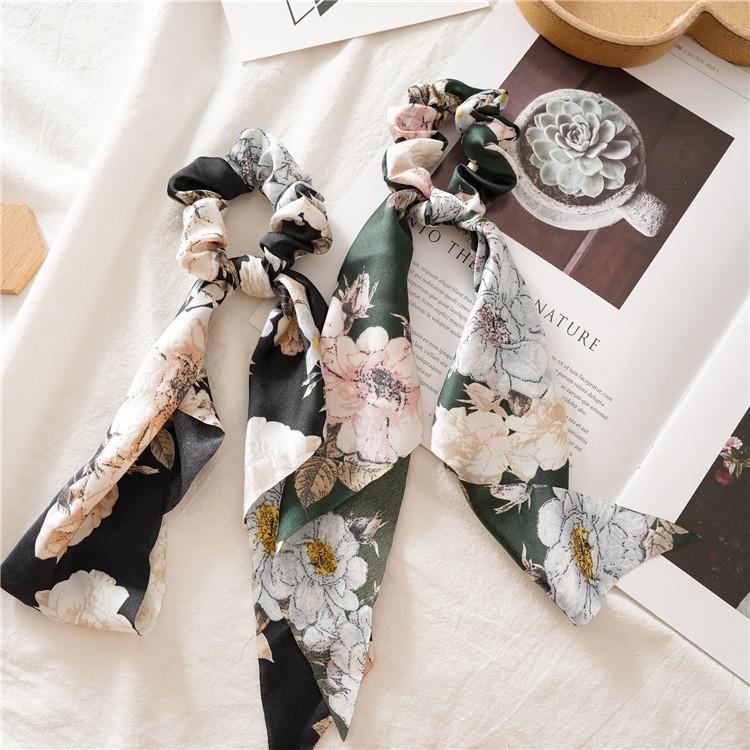 Cột Tóc Nơ Scrunchies Thắt Nút Hoa Tam Tam Giác Chất Liệu Voan Mềm Mại Thanh Lịch HOT TREND  - Mã DT012