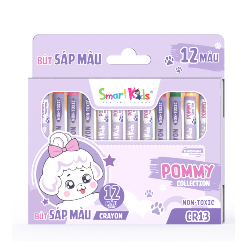 Sáp màu Pommy SmartKids 12/18/24 màu xinh tươi