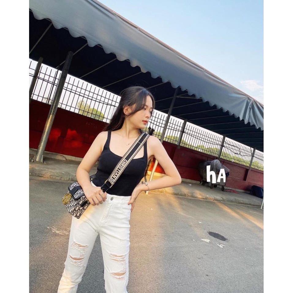 Quần jean nữ rách dáng boy co giãn