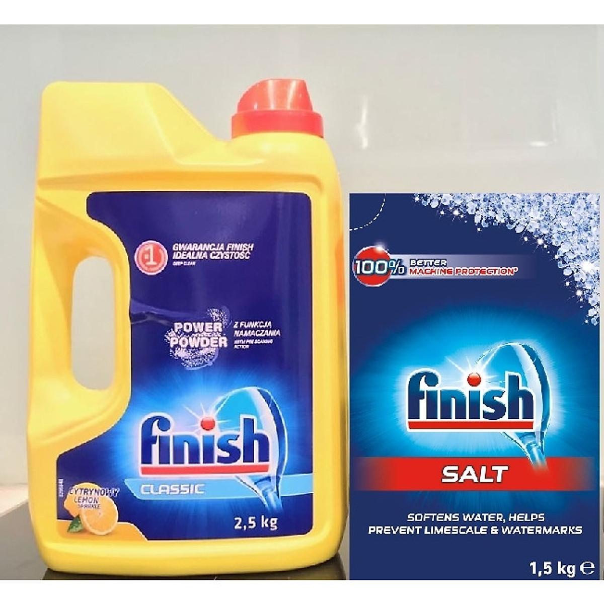 Combo: Bột rửa bát Finish 2,5kg + Muối Finish 1,5kg