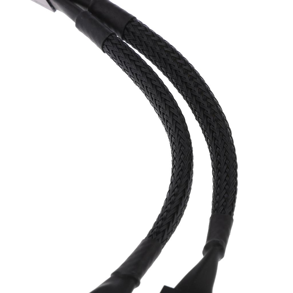 2Pcs 4pin Fan 15cm Y Splitter Power Cable Black Sleeved for Computer PC Fan