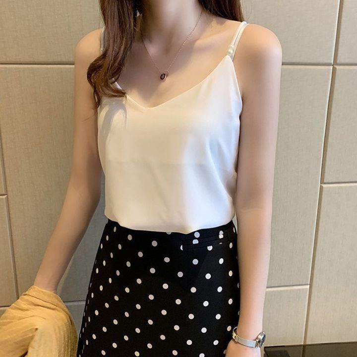 Áo 2 Dây Nữ New Design Đính Ngọc Trai Mẫu Mới, Lụa Satin Mịn Mát, Phong Cách Vintage Trẻ Trung, Áo Có Nhiều Màu Và Đủ Size AO0004