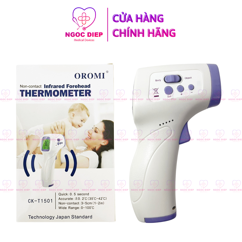 Nhiệt kế điện tử hồng ngoại OROMI CK-T1501 - Máy đo thân nhiệt - Hàng chính hãng