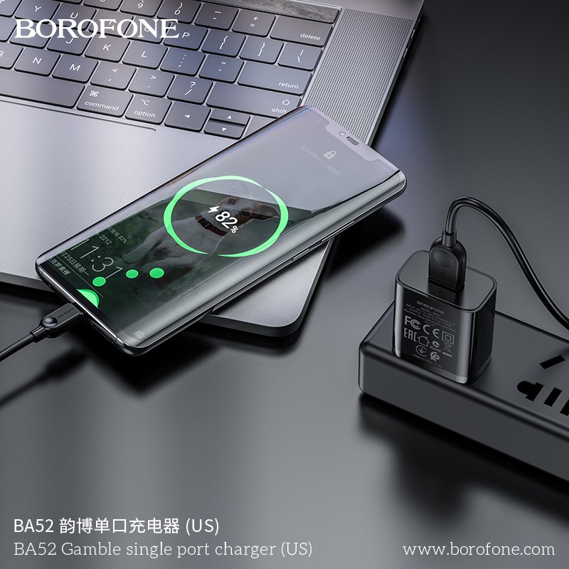 Cóc Sạc Borofone BA52 - 1 Cổng USB 2.1A chuẩn US- Hàng Nhập Khẩu