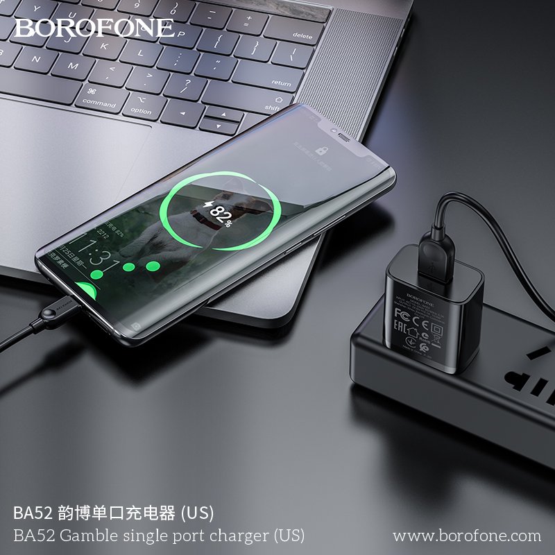 Cóc Sạc Borofone BA52 - 1 Cổng USB 2.1A chuẩn US- Hàng Nhập Khẩu ( Giao màu ngẫu nhiên)