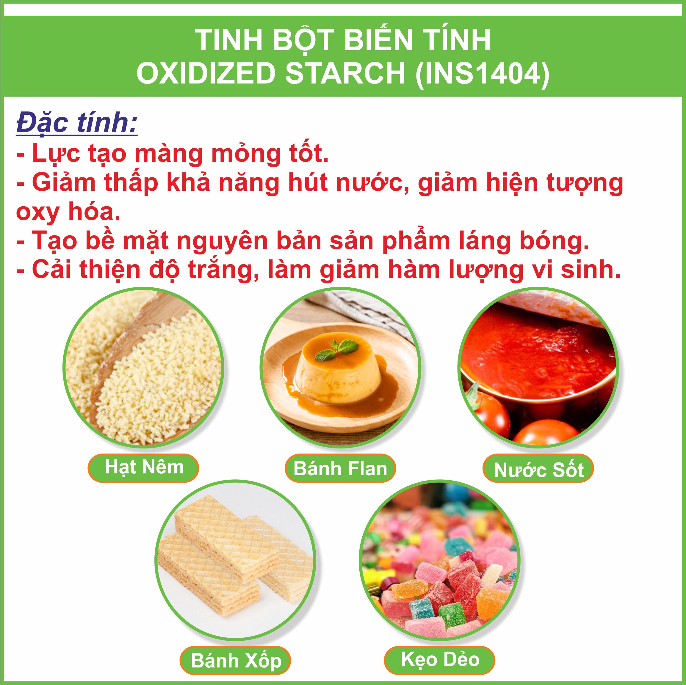 TINH BỘT BIẾN TÍNH OXIDIZED STARCH (INS1404) I Gói 1kg