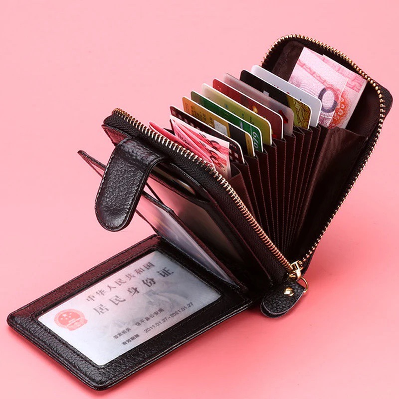 Ví nam Nữ da bò cao cấp phong cách mới, Bóp Da Nam Nữ chống từ tính RFID, Nhiều ngăn đựng thẻ tín dụng