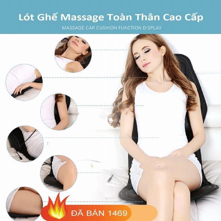 Đệm Ghế Massage Toàn Thân Trên Ghế Tựa Với 5 Vùng Massage Cao Cấp - Màu Đen