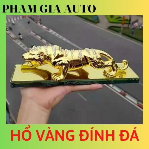 Tượng con hổ vàng trang trí taplo ô tô, nội thất gia đình, có đính đá siêu đẹp