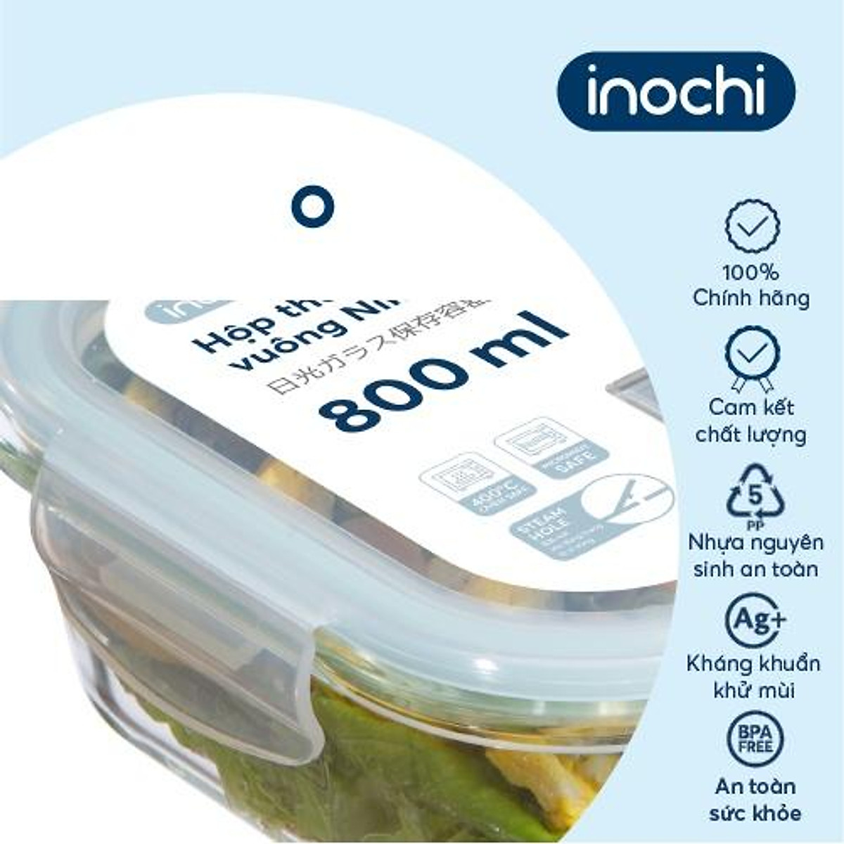 Hộp Cơm Thủy Tinh 2/3 ngăn, Hộp Thủy Tinh Đựng Thức Ăn NIKKO Tiêu Chuẩn Nhật Bản - Chính hãng inochi
