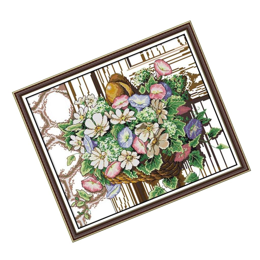 Pre-print Flower Pattern Cross Kit Stamped Cross Stitch Kit Needlework Craft