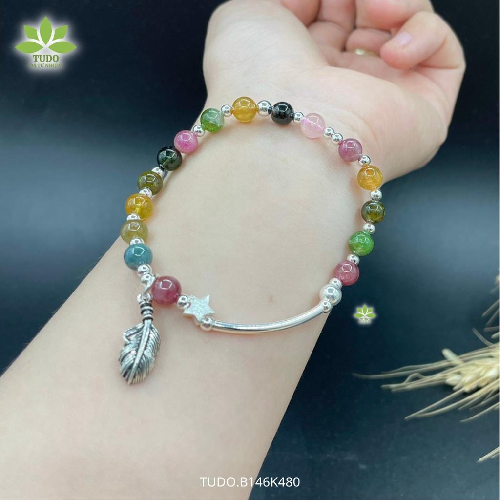 Vòng Tay Nữ Đẹp - Vòng Phong Thủy Đa Mệnh TUDO B146K480 VCBTAUL Charm Bạc Lông Công